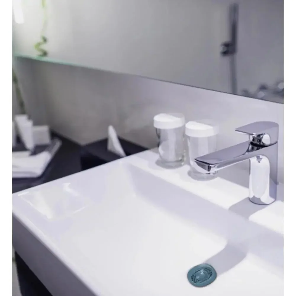 Silicone Blue Drain Plug Stopper and Strainer - Push Button Operation